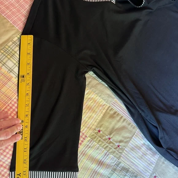 Ladies Size M Black V-Neck Dress with Striped‎ Trim NEW - Picture 6 of 11